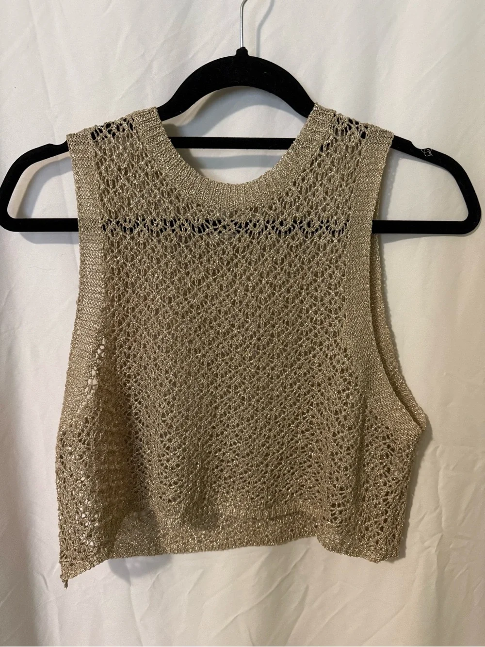 Sleeveless Crochet Swim Coverup in Taupe Knit